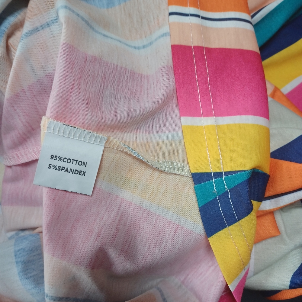 Ouges Summery Criscross Bodice Multi Striped Dres… - image 5